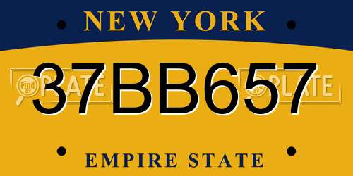 37BB657 New York License Plate