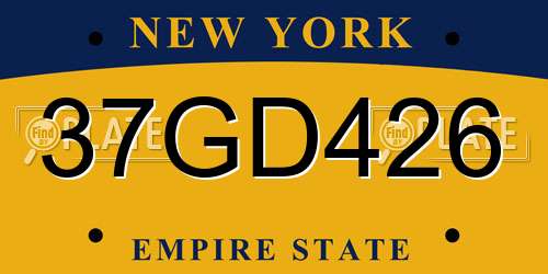37GD426 New York License Plate