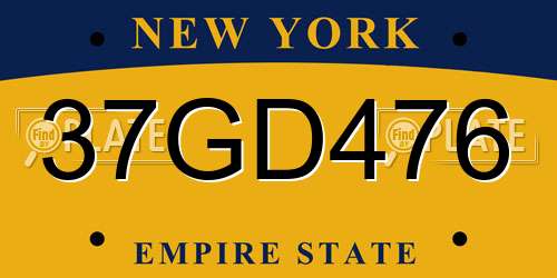 37GD476 New York License Plate