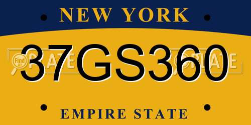 37GS360 New York License Plate
