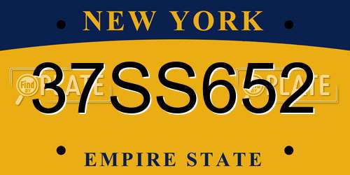 37SS652 New York License Plate
