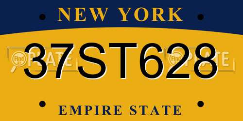 37ST628 New York License Plate