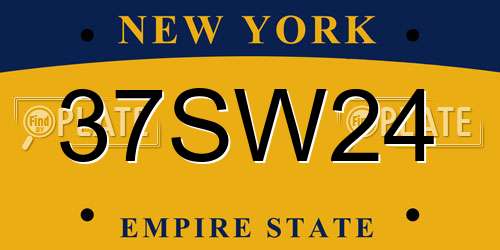 37SW24 New York License Plate