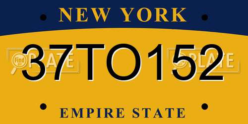 37TO152 New York License Plate