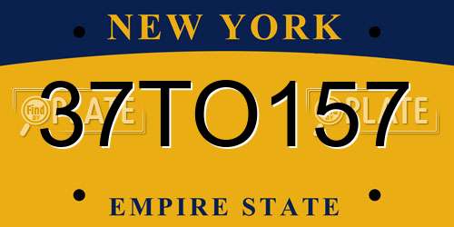 37TO157 New York License Plate