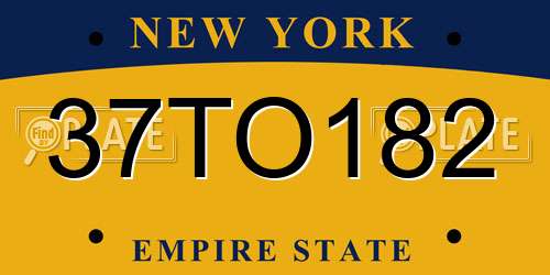 37TO182 New York License Plate