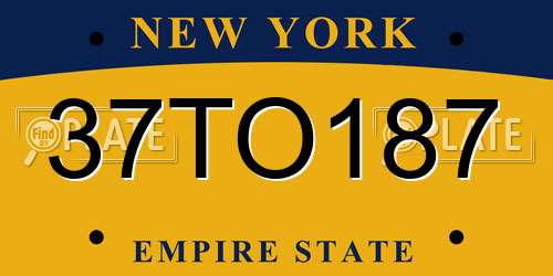 37TO187 New York License Plate