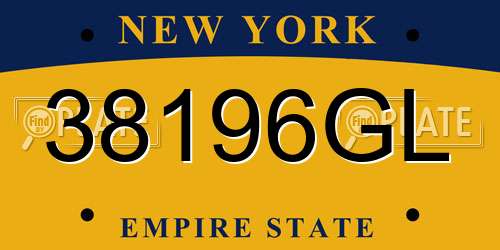 38196GL New York License Plate