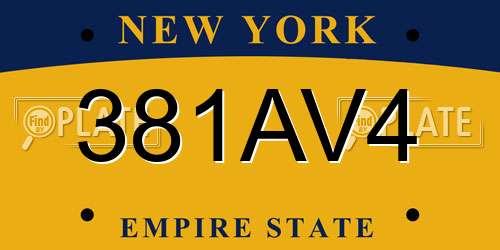 381AV4 New York License Plate