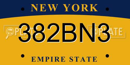 382BN3 New York License Plate