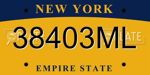 38403ML New York License Plate