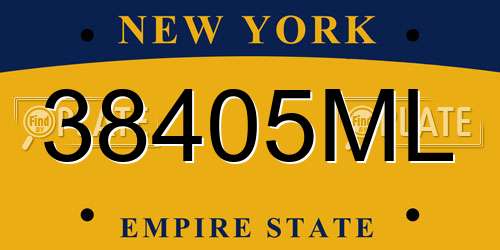 38405ML New York License Plate