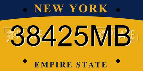 38425MB New York License Plate