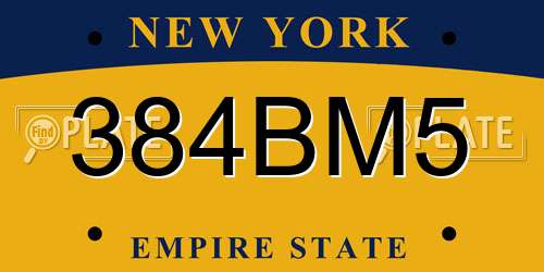 384BM5 New York License Plate