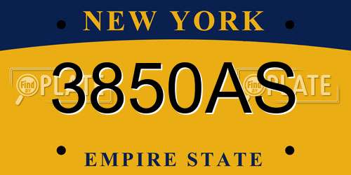3850AS New York License Plate