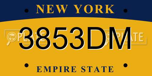 3853DM New York License Plate
