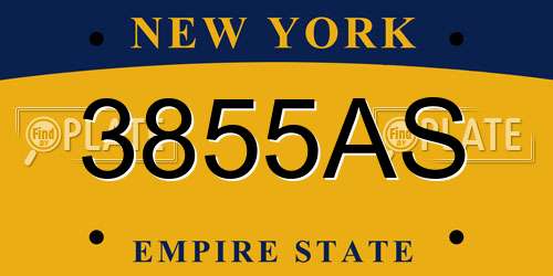3855AS New York License Plate