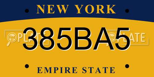 385BA5 New York License Plate
