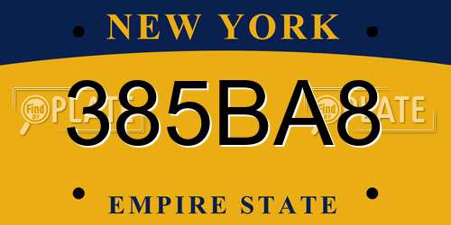 385BA8 New York License Plate