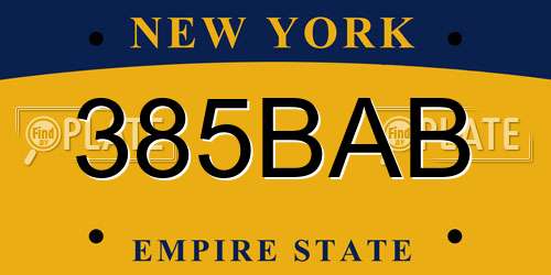 385BAB New York License Plate