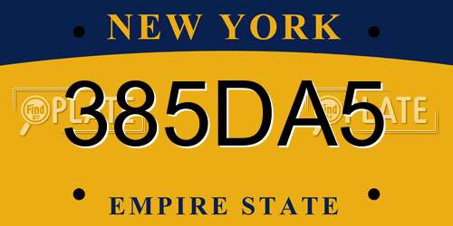 385DA5 New York License Plate
