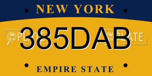 385DAB New York License Plate