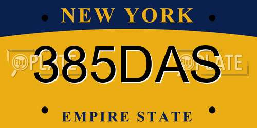 385DAS New York License Plate