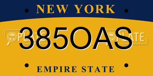 385OAS New York License Plate