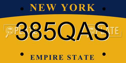 385QAS New York License Plate