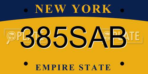 385SAB New York License Plate