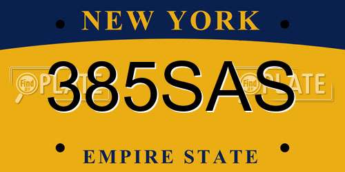 385SAS New York License Plate