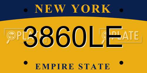 3860LE New York License Plate