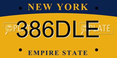 386DLE New York License Plate