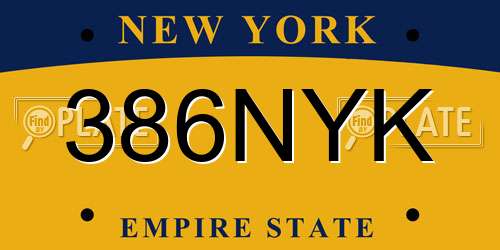 386NYK New York License Plate