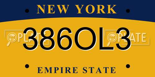 386OL3 New York License Plate