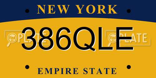 386QLE New York License Plate
