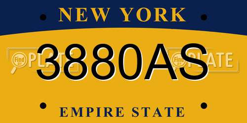 3880AS New York License Plate