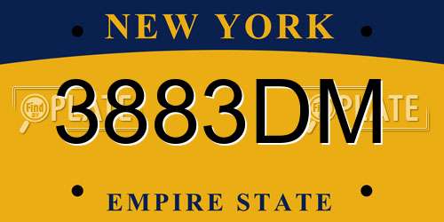 3883DM New York License Plate