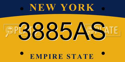 3885AS New York License Plate