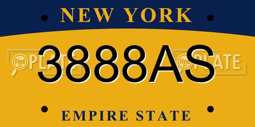 3888AS New York License Plate
