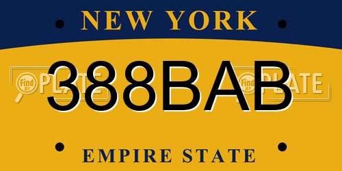 388BAB New York License Plate