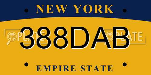 388DAB New York License Plate