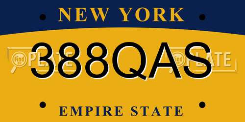 388QAS New York License Plate