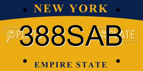 388SAB New York License Plate