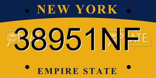 38951NF New York License Plate