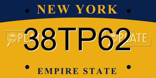 38TP62 New York License Plate