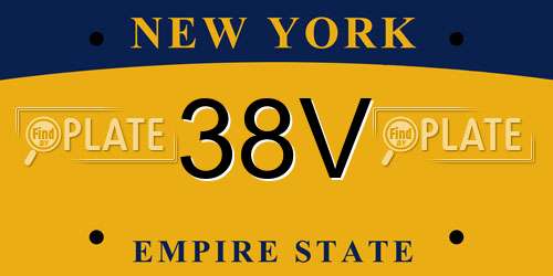 38V New York License Plate