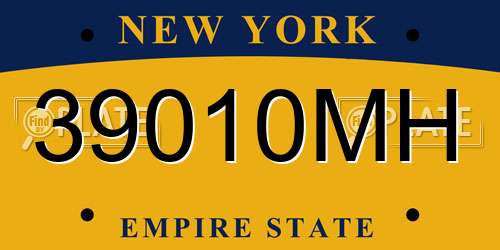 39010MH New York License Plate