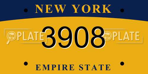 3908 New York License Plate