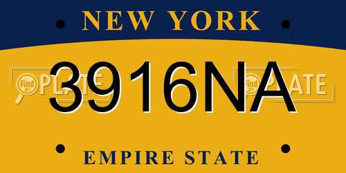 3916NA New York License Plate